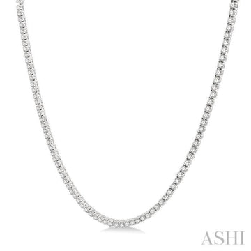 10 Ctw Round Cut Diamond Tennis Necklace in 14K White Gold